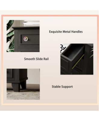 6 Drawer Dresser, Wooden Storage Chest of Drawers with Exquisite Metal Handles, Large Wide Dresser TV Stand