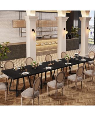 Square Dining Table Set of 4, 31.5" Industrial Dinner Table with Metal Base, Wood Kitchen Table for 10 People, Brown Bar Table