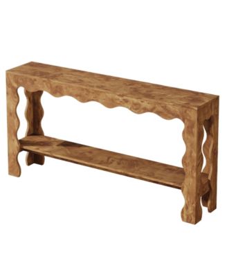 63" Narrow Long Entryway Table, 2-Tier Modern Farmhouse Entry Table, Light Brown