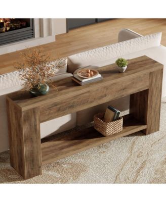 70.9-Inch Console Tables for Entryway, Narrow Wooden Long Sofa Table Behind The Couch, Rustic Brown