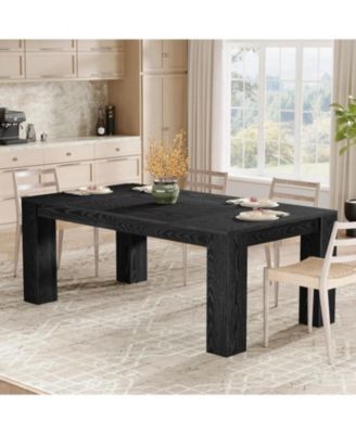 Dining Table for 4 to 6, Rectangular Kitchen Dinner Table, Black Wooden Eating Table