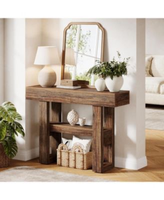 41.34-Inch Farmhouse Console Table, 2-Tier Narrow Sofa Table Behind The Couch, Entryway Furniture