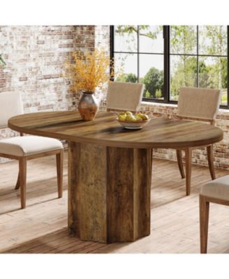 Oval Dining Table for 4-6 People, 55-Inch Kitchen Table with Rounded Edge Tabletop (No Chairs Included)