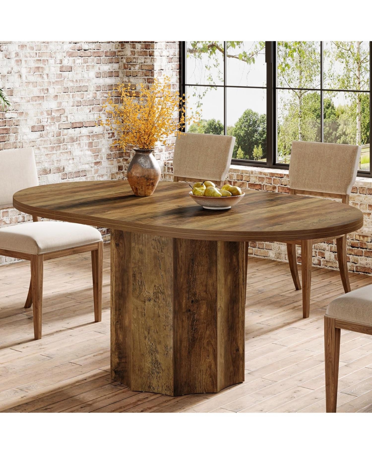 Tribesigns Oval Dining Table for 4-6 People, 55-Inch Kitchen Table with Rounded Edge Tabletop (No Chairs Included)