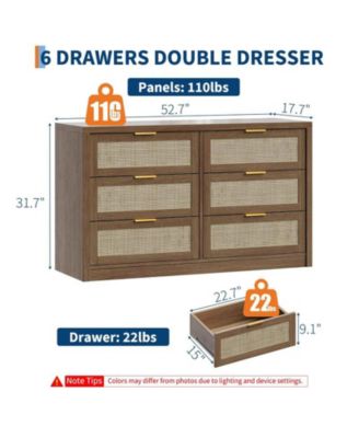 53" Rattan Dresser for Bedroom