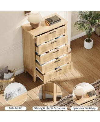 Fluted Dresser for Bedroom with 5 Drawers