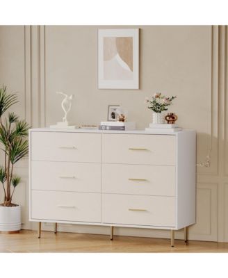 6 Drawer Dresser, Modern White Chest of Drawers