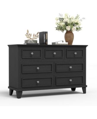 7-Drawer Dresser 47"W, Wooden Chest with Deep Drawers, TV Stand Organizer for Bedroom, Living Room, Hallway