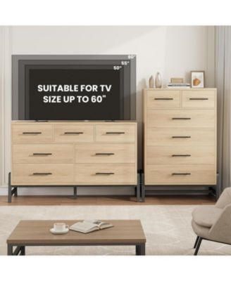 52" Wide 7-Drawer Bedroom Dresser, Modern Storage Chest for Entryway, Bedroom, or Living Room