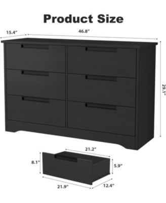 6-Drawer Modern Bedroom Dresser, Black Wooden Chest with Embedded Handles