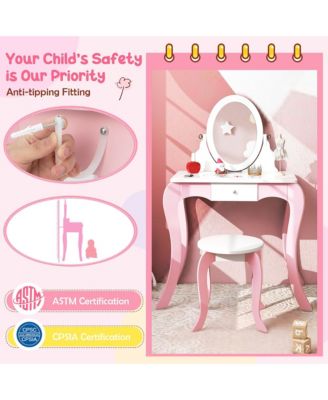 Pretend Kids Vanity Set Makeup Dressing Table 2-in-1 Mirror & Whiteboard