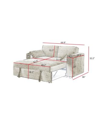 67" Pull-Out Sleeper Sofa Bed with USB Port & Cup Holders, Convertible Loveseat with Adjustable Backrest for Small Spaces-Maison Boucle