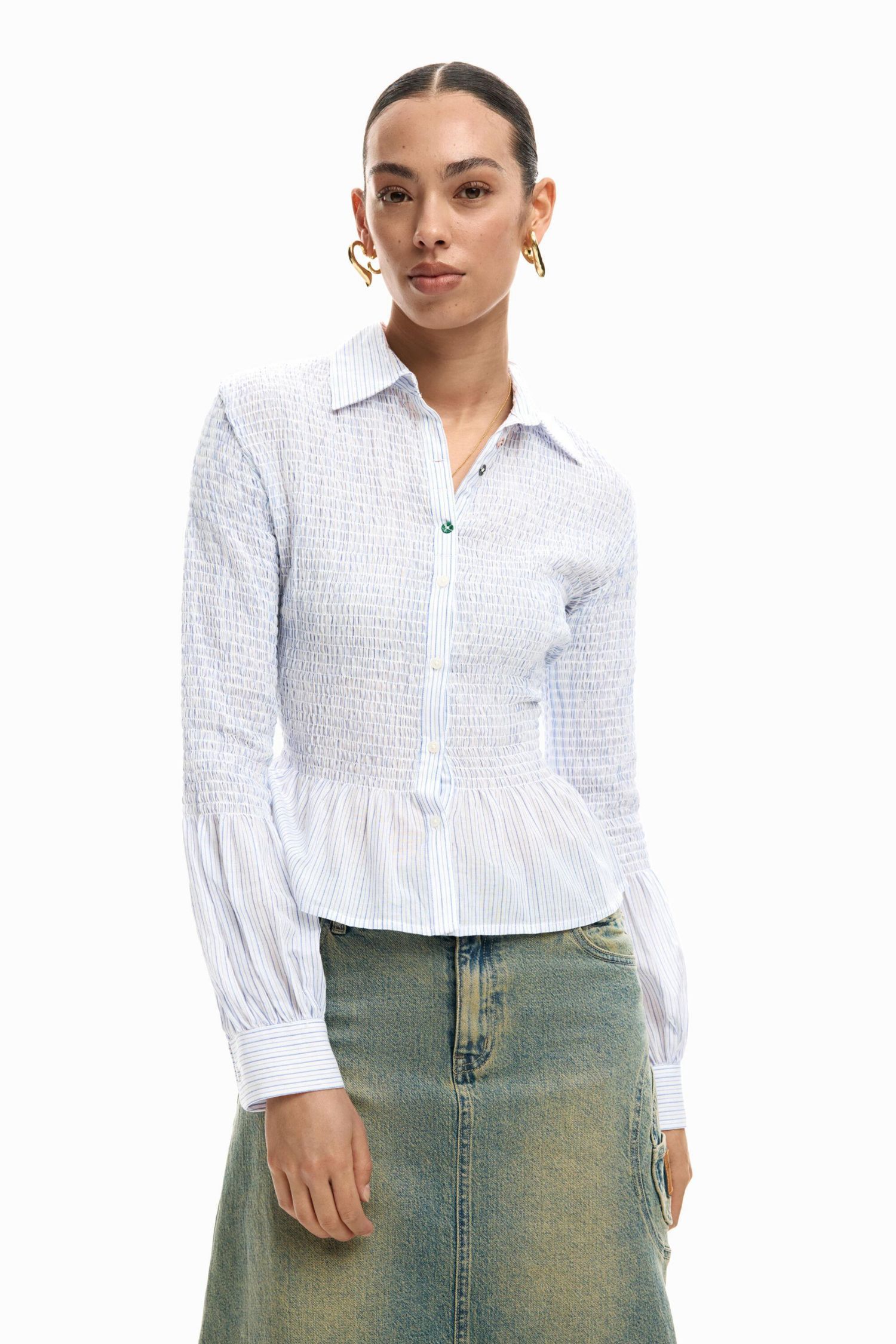 Women's Gathered striped shirt
