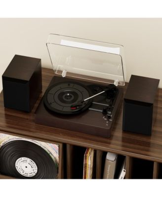 Retro Record Player System with 3-Speed Turntable, Bluetooth 5.0 & Dual Speakers