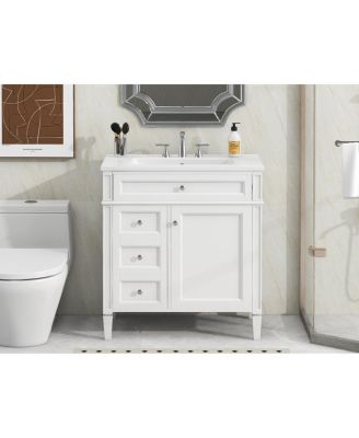 30" Modern Bathroom Vanity Single Sink, 2 Drawers, Tip-out