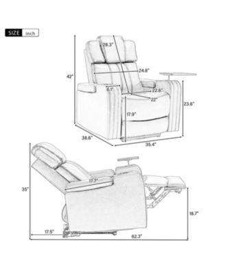 PU Leather Power Recliner w/ Cooling Cup Holder Bluetooth & USB