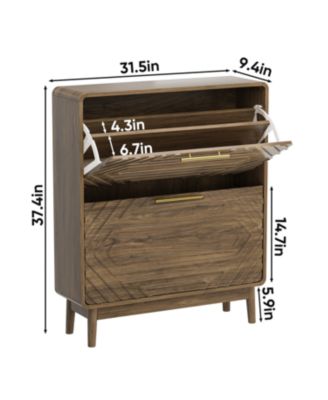 Streamdale 31.5" Walnut Shoe Cabinet - Mid-Century Modern Organizer