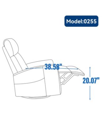 Streamdale Heat Massage Manual Recliner Chair with Rocker and Swivel in Fabric for Living Room, Grey