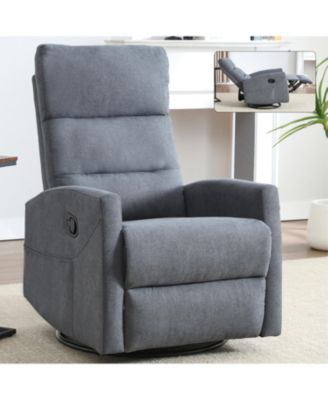 Manual Recliner Chair with Rocker and Swivel in Fabric for Living Room