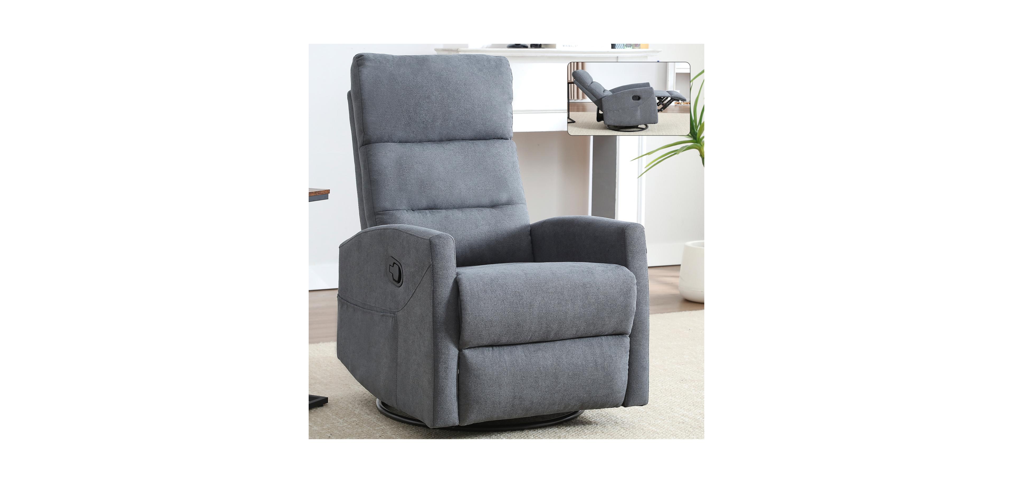 Streamdale Furniture Manual Recliner Chair with Rocker and Swivel in Fabric for Living Room