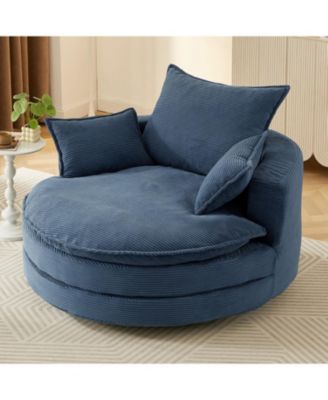Streamdale 360 Swivel Barrel Chair with Pillows - Blue