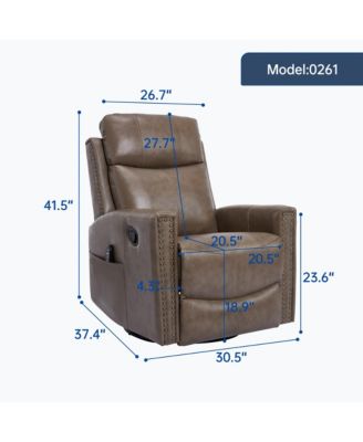 Streamdale Camel Brown Leather Massage Recliner