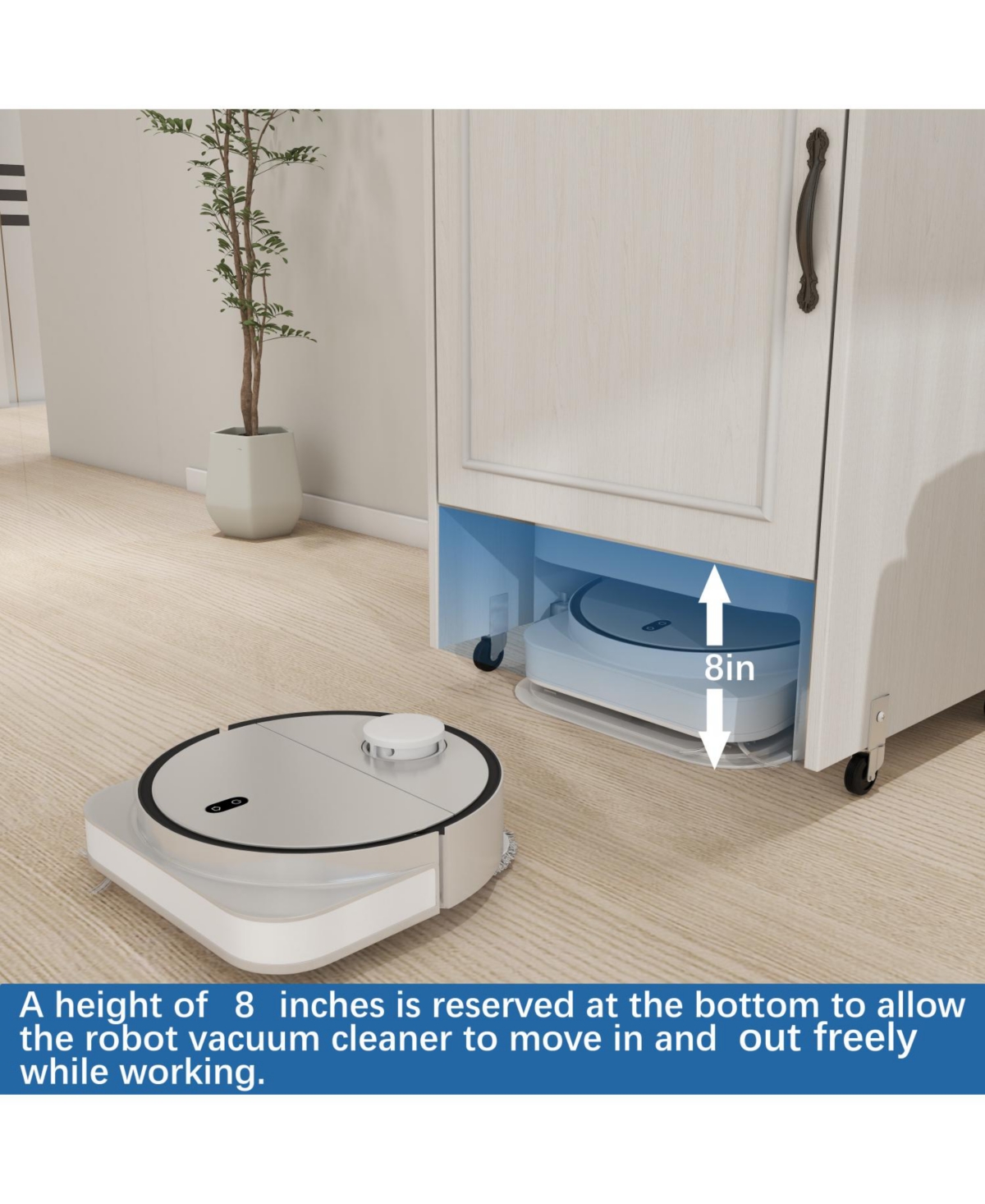 Streamdale Furniture Robot Vacuum Stand Cabinet - Antique White