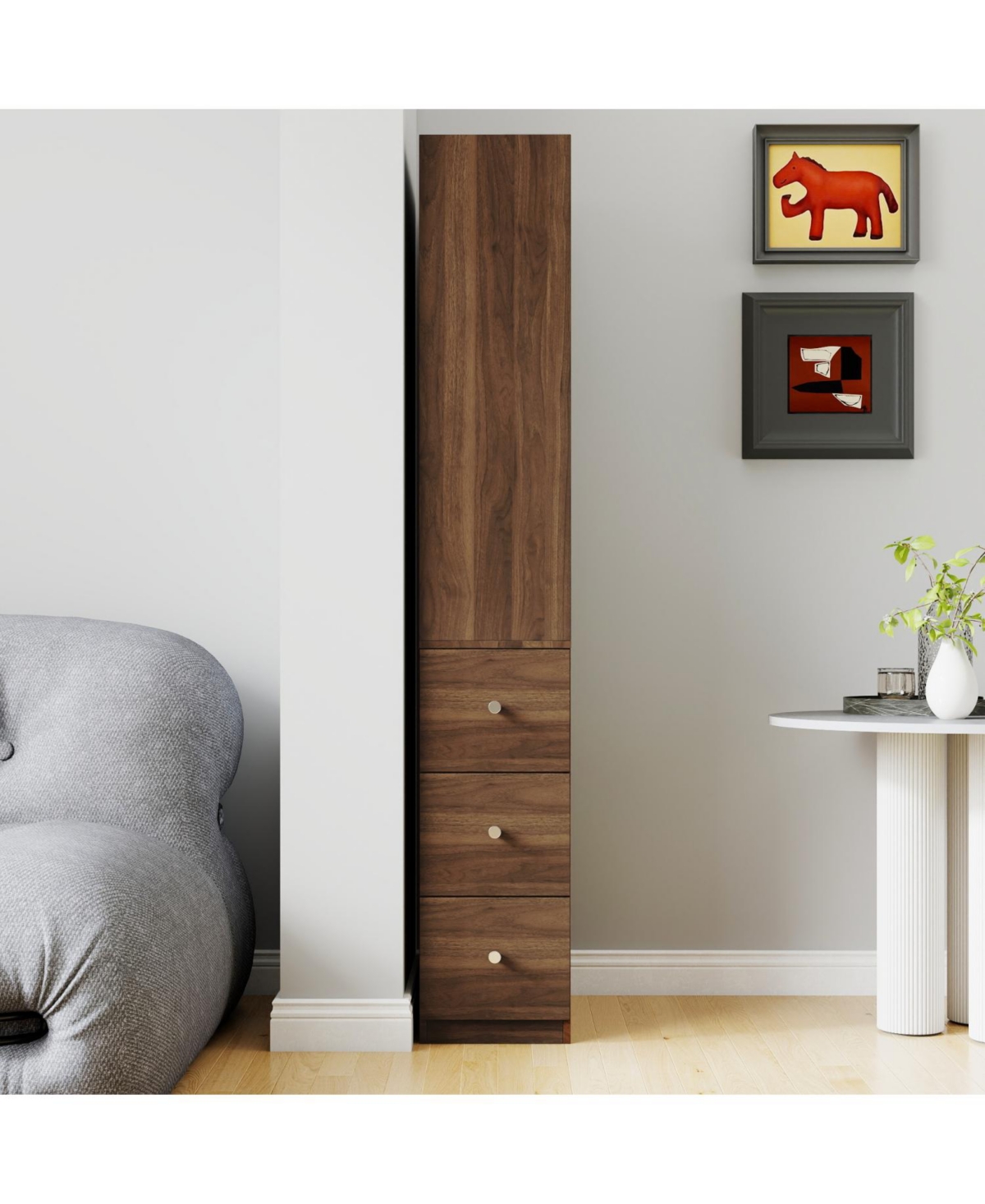 Streamdale Furniture 70.87" Display Cabinet, 4-Tier Shelf, 3 Drawers, Modern Wooden Bookshelf