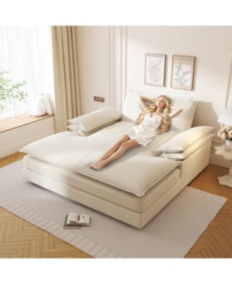 Oversized Double Chaise Lounge, Deep Seat, Chenille Sofa, Large Pillows,