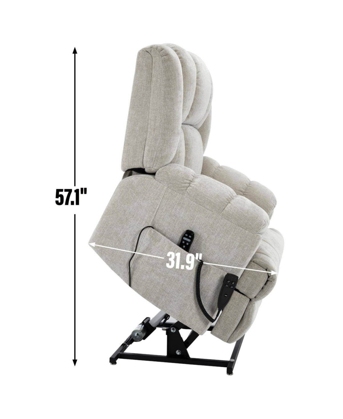 Streamdale Furniture Dual Motor Power Lift Recliner with Heat & Massage Beige