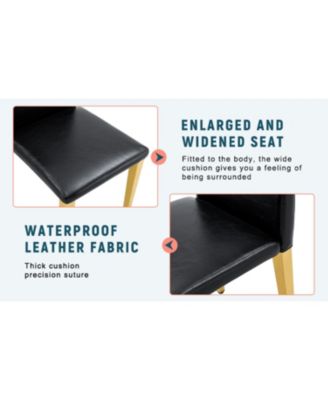 Black PU Leather Chairs with Gold Legs (Set of 4)