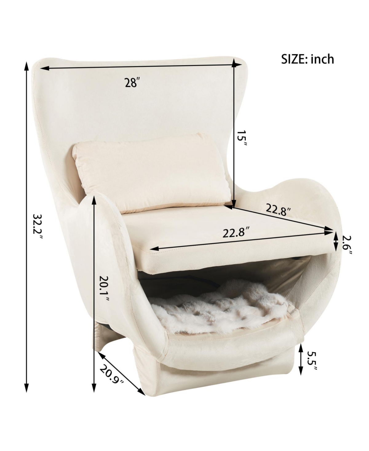 Streamdale Furniture Velvet Lounge Chair, 2-in-1 Pet Friendly Accent Chair