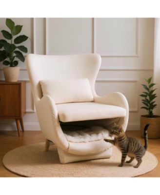 Streamdale Velvet Lounge Chair, 2-in-1 Pet Friendly Accent Chair