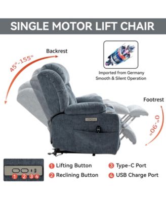  Ultimate 350 Lb Chenille Recliner with Massage and Heat