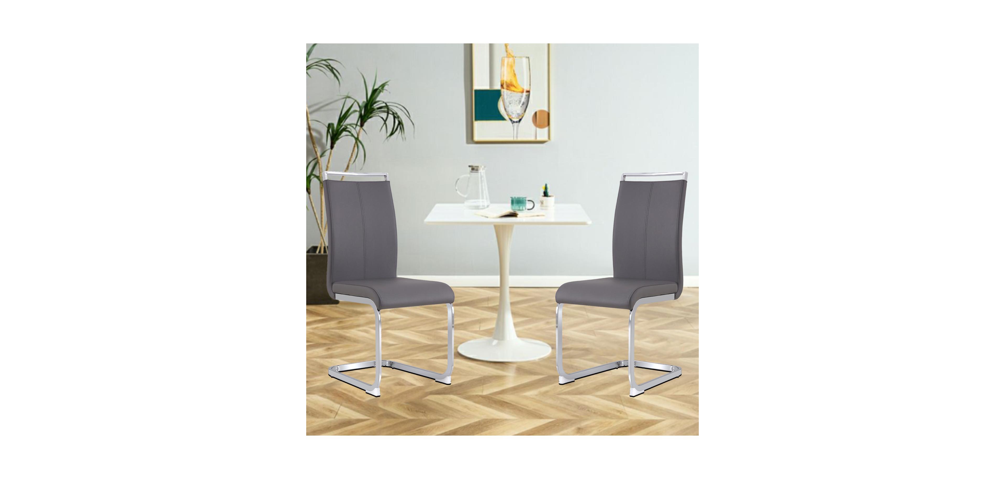 Streamdale Furniture Modern Grey Pu Leather Dining Chairs (Set of 2)