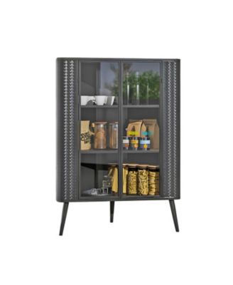 3-Tier Corner Cabinet with Glass Doors