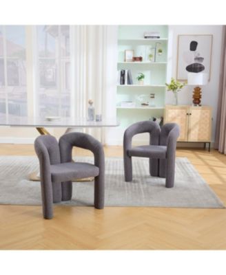 Velvet Accent Dining Chair Set of 2 (Gray Teddy)