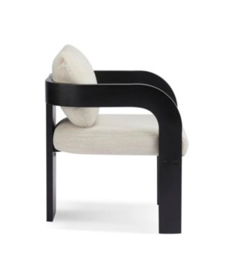 Streamdale 2-Pack Dining Chairs with Pillow Back, Beige Fabric, Black Solid Wood Frame