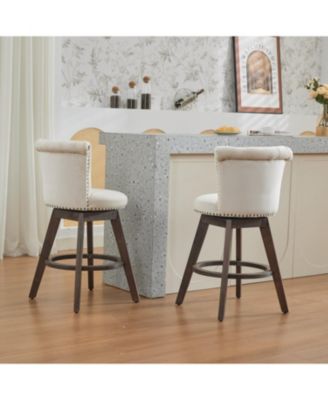 Streamdale 26" Swivel Velvet Counter Stools Set of 2, Beige