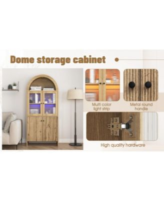 Wood Grain Tech Dome Cabinet - Snack Storage & LED Lighting