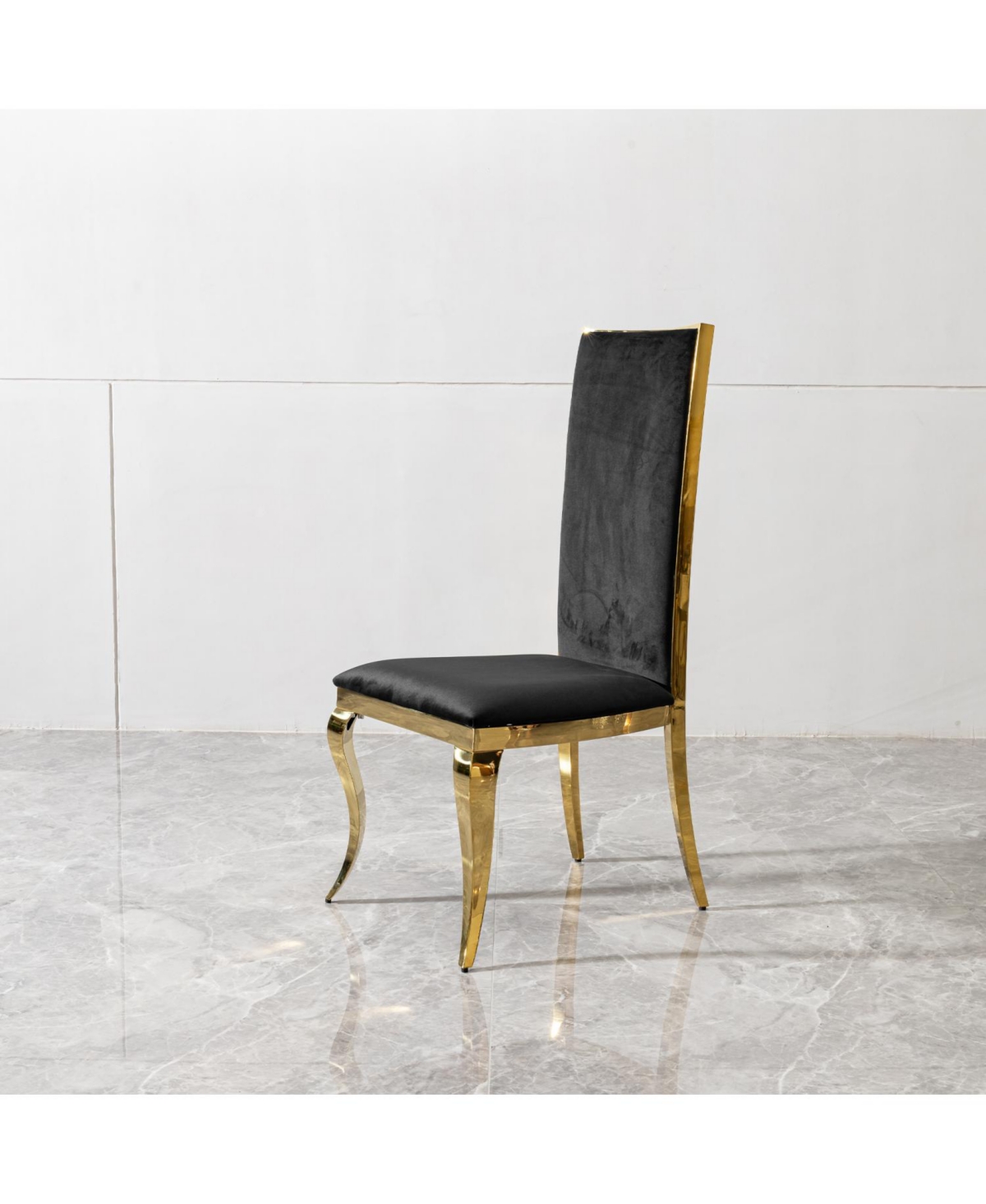 Streamdale Furniture Black Velvet Dining Chair with Unique Backrest (Set of 2)