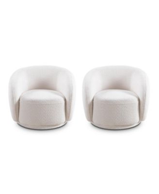 2 PCS. Swivel Accent Chair, Boucle Fabric Upholstered Barrel Chair, Single Sofa Single Armchair for Living Room