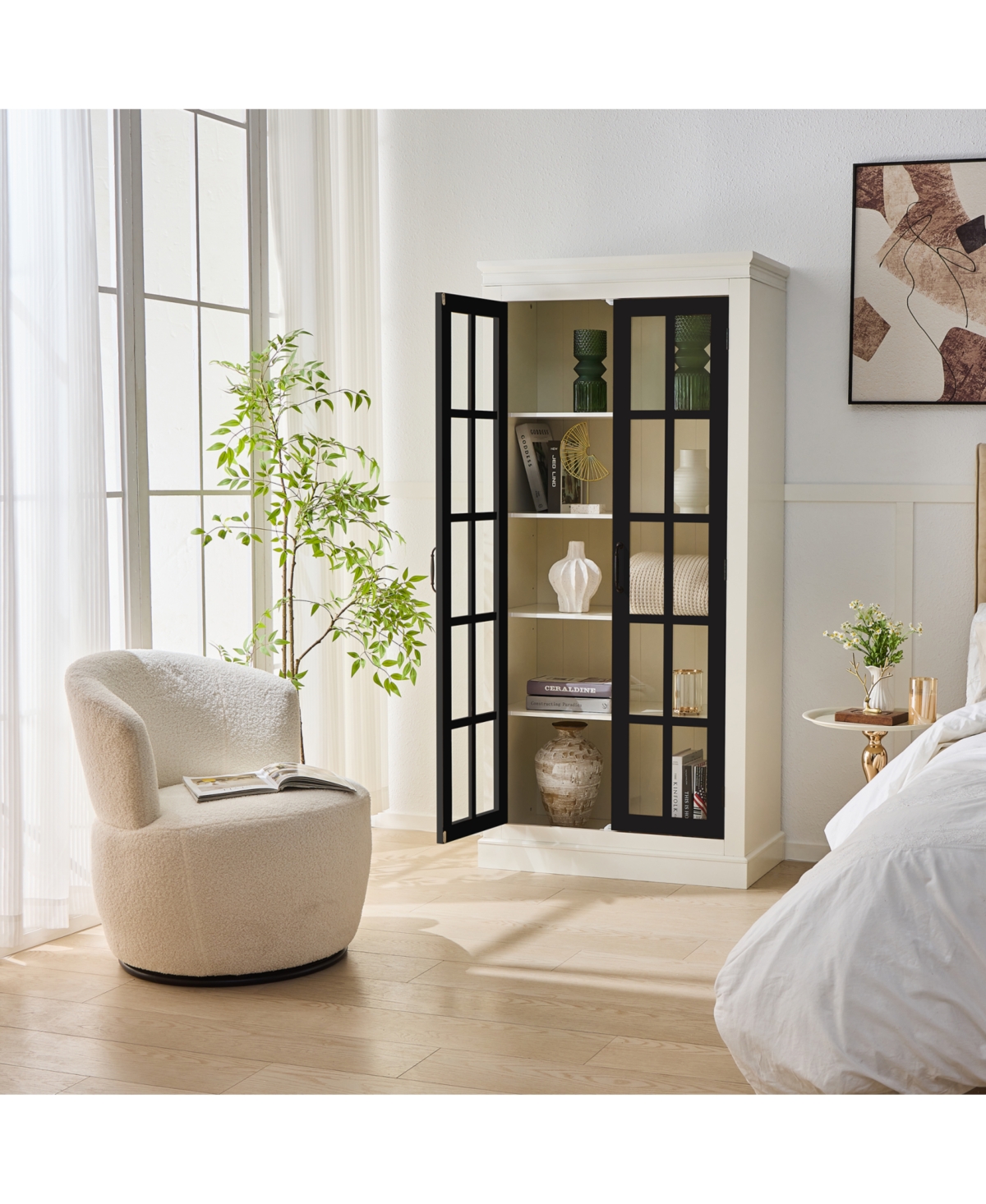 Streamdale Furniture Rustic Glass Door Display Cabinet