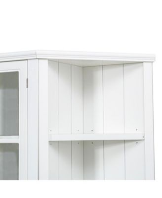 White Retro Wall Display Cabinet with Bookshelves