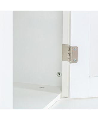 White Retro Wall Display Cabinet with Bookshelves