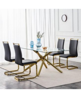 Modern Black Faux Leather Dining Chairs (Set of 4)