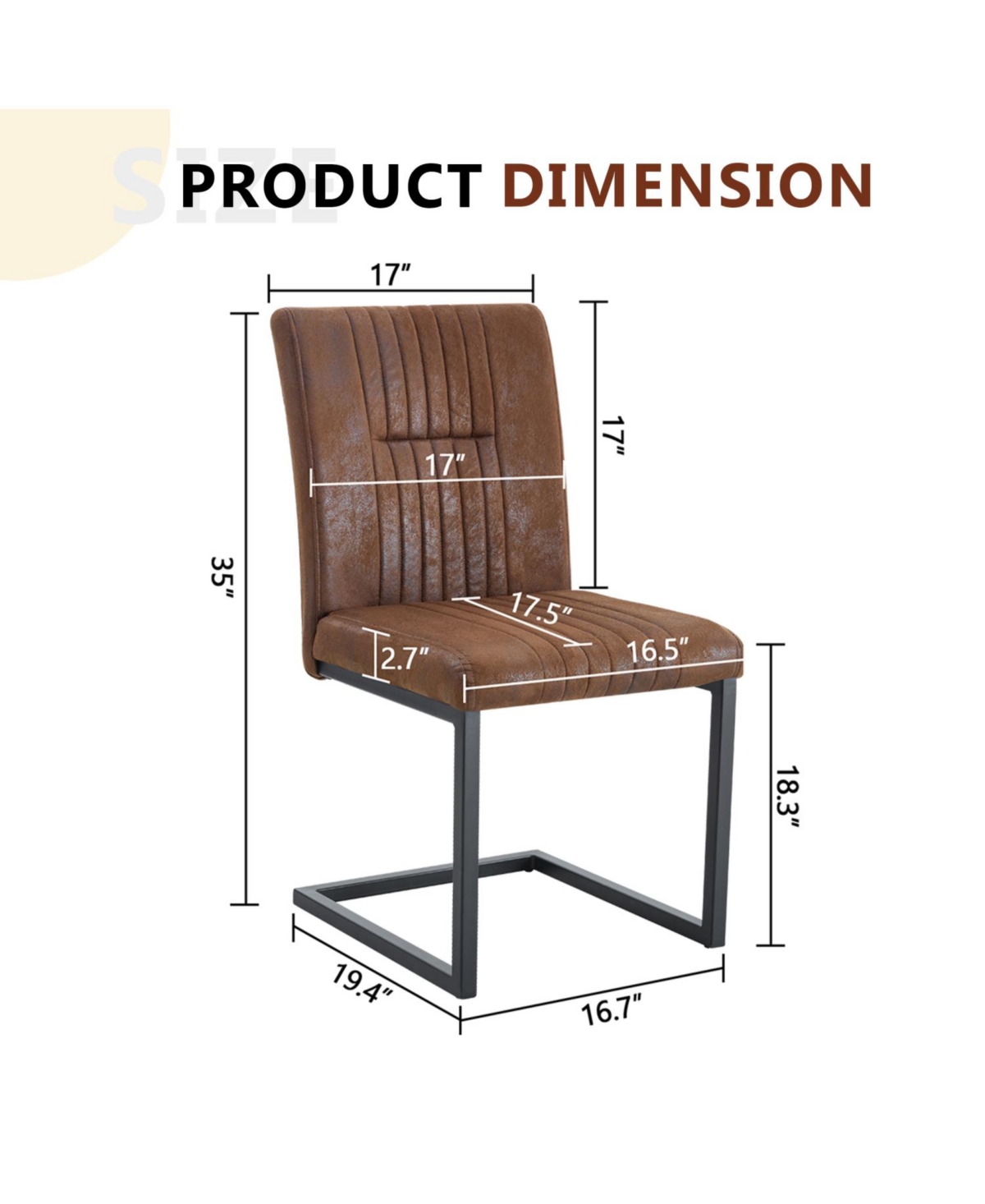 Streamdale Furniture Ergonomic Brown Fabric Dining Chairs (Set of 4)