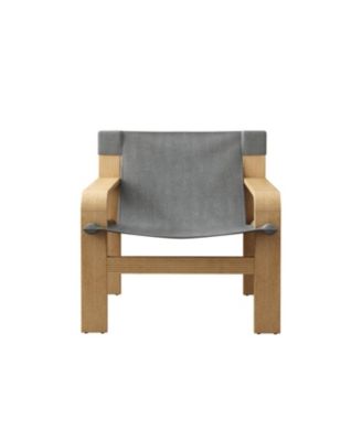Oak Accent Lounge Chair - Dark Grey
