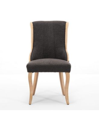  Snow Velvet Dining Chairs, Curved Wood, Gray (Set of 2)