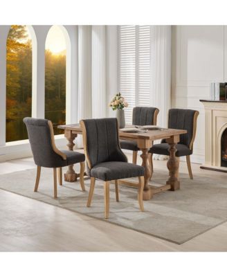 Snow Velvet Dining Chairs, Curved Wood, Gray (Set of 2)